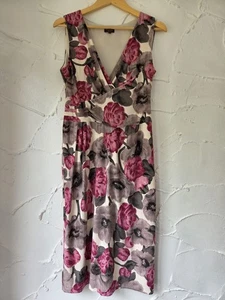 Phase Eight Size 14 Floral V Neck Dress Stretch Occasion - Picture 1 of 5