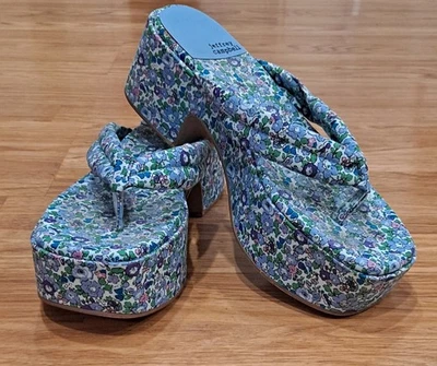 Sandalias Chanclas Jeffrey Campbell Luau Plataforma en Azul Floral Talla 9 Foto 1 de 4