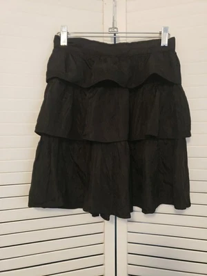 黑色塔夫绸缎层叠迷你裙派对鸡尾酒女式 S 码 — 第 1/4 张图片