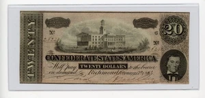 1864 $20 CIVIL WAR CONFEDERATE STATES AMERICA NOTE RICHMOND UNCIRCULATED - Picture 1 of 2