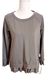 ODDY Rüschen SWEATSHIRT RUNDHALS LANGARM GRAU BAUMWOLLMISCHUNG PULLOVER Gr. S - Bild 1 von 6