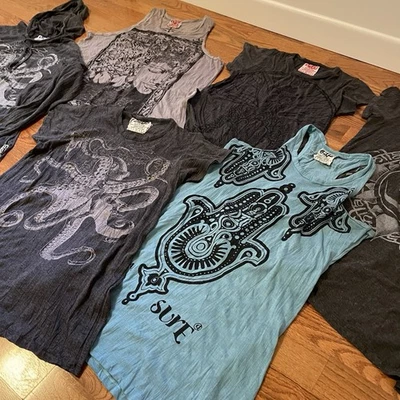 Camiseta Colección Sure Design Boho Gráfico Mujer’s 6 Camisas L-XL Algodón Suave   Foto 1 de 4