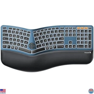 Backlit Bluetooth Ergonomic Split Keyboard, Full Size, USB, Rechargeable, - Picture 1 of 6