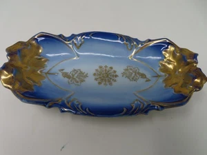 ANTIK 1800er IPF Flow blau Porzellan Gurke Sellerie Schale gold vergoldet - Bild 1 von 5