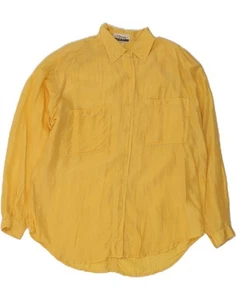 VINTAGE Womens Shirt UK 14 Medium Yellow Silk AS09 - Picture 1 of 5