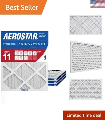 Air Filters MERV 11 Pleated 16 3/8x21 1/2x 0 75 Inch 4 Pack HVAC Furnace AC - Image 1 of 4