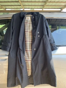 Vintage Misty Harbor Damen schwarz Baumwolle Poly Mischung Trenchcoat mit Reißverschluss Futter 10P - Bild 1 von 11