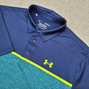 Under Armour The Playoff Poloshirt Herren L Blau Colorblock Kurzarm Golf - Bild 1 von 10