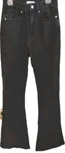 Forever 21 Premium Jeans Women Sz 24 Black Curved Flare Bell Bottom Y2K Festival - Picture 1 of 13