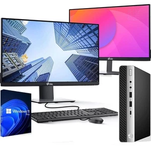 HP G3 Tiny Desktop PC Intel i5-6th 16GB Ram 500GB HDD Dual 22" LED Wi-Fi Win 11 - Picture 1 of 8