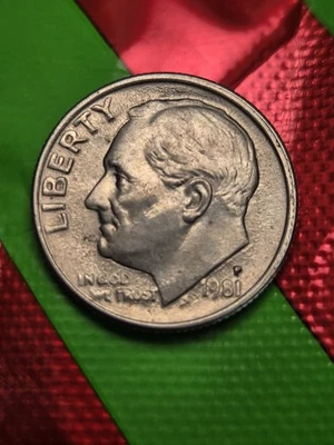 Монета номиналом 10 центов 1981 P с изображением Рузвельта - Изображение 1 из 2