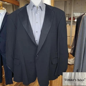 Giacca smoking uomo di oggi uomo 56L nero un bottone lana vintage - Foto 1 di 8
