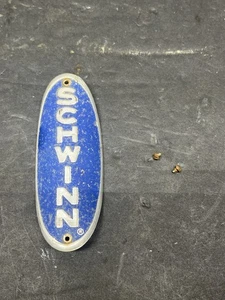 Vintage Schwinn großes ovales Kopfabzeichen 50er Jahre blau Cruiser Corvette Panther Hornet - Bild 1 von 6