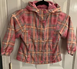 LONDON FOG Girls Lined Long Sleeve Hooded Jacket, Pink plaid Size 4 EUC - Picture 1 of 7