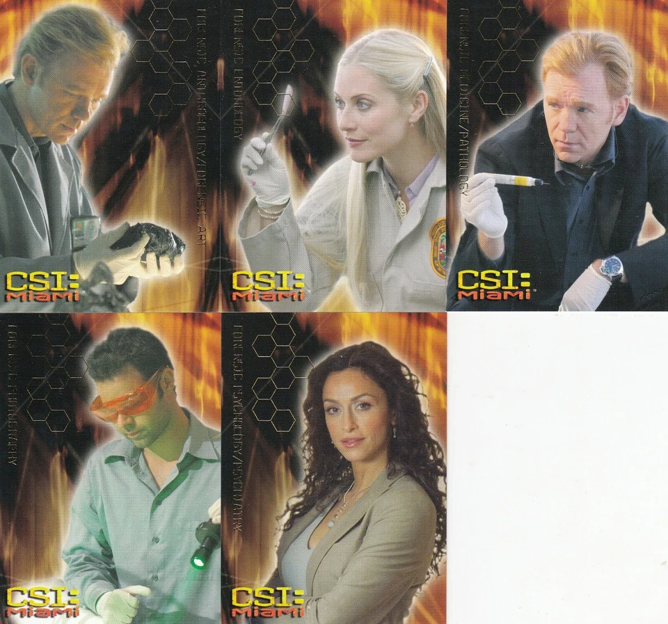 CSI MIAMI 2004 STRICTLY INK GOLD FOIL FORENSICS INSERT CARD SET MIA-F1 - MIA-F5 - Image 1 of 1