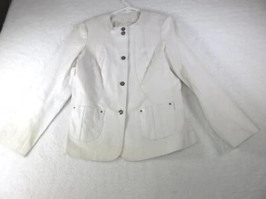Dialogue Womens White Leather Jacket Size XS - Picture 1 of 12