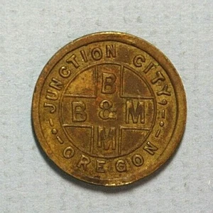 Junction City Oregon B & M Good for 5c Trade Brass 21mm Type 2 Token - Picture 1 of 2