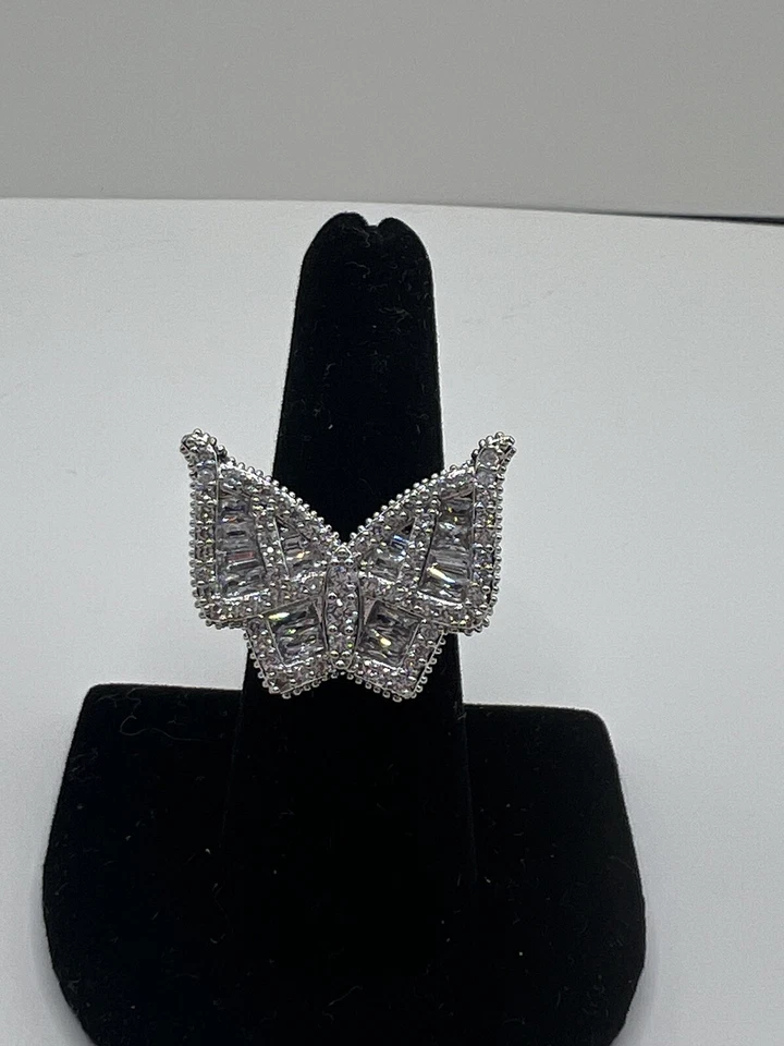 IMPRESIONANTE NUEVO ANILLO MARIPOSA PLATA CIRCONITA HELADA 3D PLATA TRENDY CHIC TALLA 5 Foto 1 de 4