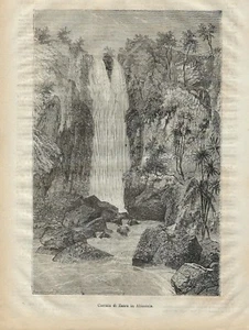 Stampa antica ETIOPIA ETHIOPIA Cascata di Zaora Gafat 1872 Old Antique print - Imagen 1 de 1