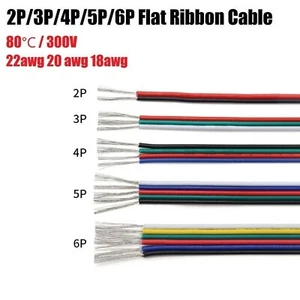 Cable de cinta plana multicolor de 2 3 4 5 6 vías 22 AWG 20AWG 18AWG para LED - Imagen 1 de 12