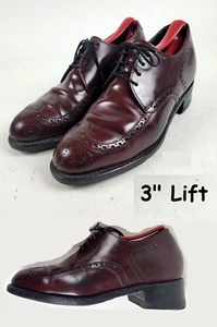 Like Guidomaggi Handmade Italy sz 8.5 Wingtip Burgundy/Ox Blood Elevator 3" Lift - Picture 1 of 13