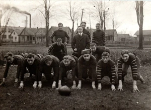 High School Football Team Players Real Photo Postcard - Picture 1 of 3