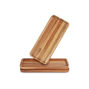 Acacia Wood Serving Trays Set Of 3 Wooden Serving Platters For Home Decor Food C - Picture 1 of 6