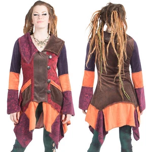 Velvet Patchwork Jacket, Woodland Fairy Jacket, Asymmetrical Bohemian Pixie Coat - Picture 1 of 8