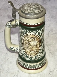 Vintage Avon Beer Stein Handcrafted in Brazil 1978 Fishing Hunting FREE SHIPPING - Picture 1 of 8