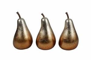 Set x 3 Lacquerware Pear Ornaments - Copper Colour - Picture 1 of 1