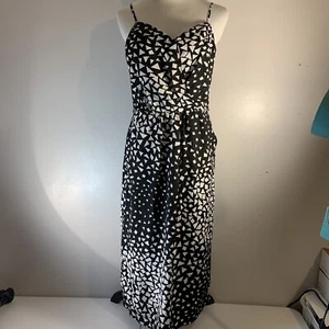 Abito lungo Cato nero con spalline e forme geometriche bianche taglia 4 - Foto 1 di 13