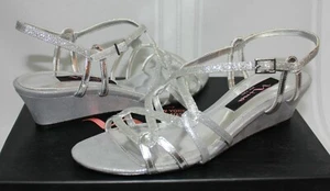 Nina Foley Glitzer Keilabsatz elegante Sandaletten silber Neu mit Karton! - Bild 1 von 5