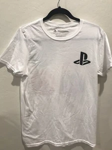 PlayStation Controller Buttons And Classic Log T Shirt White Men’s Small - Picture 1 of 4