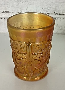 Vintage Dugan-Diamant Karneval Glas Ringelblume Ahornblatt Becher 3-3/4" - Bild 1 von 7