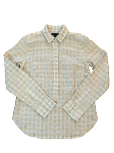 J Crew Gold/Silver Metallic Cotton Voile Popover Top Half Buttons - Size 00 - Picture 1 of 5