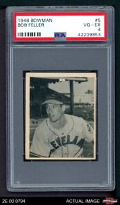 1948 Bowman #5 Bob Feller Indians HOF RC PSA 4 - VG/EX