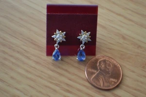 1.20ct Kashmir Kyanite / Zircon Earrings Rhodium & 14k YG over Fine Silver - Picture 1 of 8