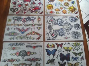 Tattoo Flash Jen 11 x 14 ,7 sheets ,Laminated ,1996/97, no LD - Picture 1 of 2