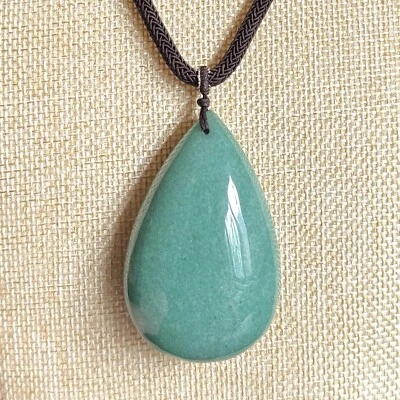 Extra Large Droplet Shaped Green Jade Autherine Pendant - Unique Healing Stone - Image 1 of 4
