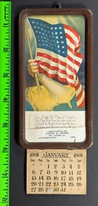 Antique 1918 Dry Goods Store Arkansas Patriotic Flag Wall Hang Calendar - Picture 1 of 2