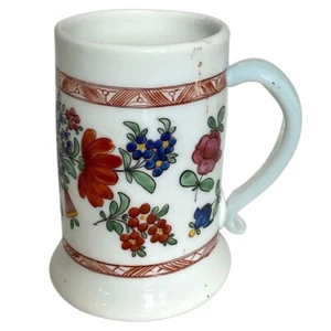 c 1760 Antiguo Bohemio Leche (Leche) Vidrio Esmaltado Floral Ale Stein / Taza Cerveza - Imagen 1 de 8