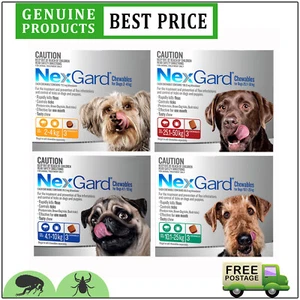 NEXGARD 3 Doses Monthly Flea and Tick Treatment for Dogs Nexguard FREE Shipping - Picture 1 of 6