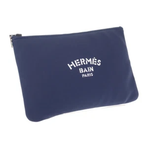 HERMES Pouch Navy Nylon/Polyurethane Women - Picture 1 of 12