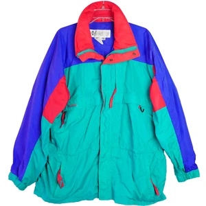Columbia Herren Gr. L Jacke Color Block 90er Jacket rot grün lila - Bild 1 von 16