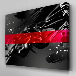 AB535 Red Band Abstract Modern Canvas Wall Art Ready to Hang Picture Print - Picture 1 of 1