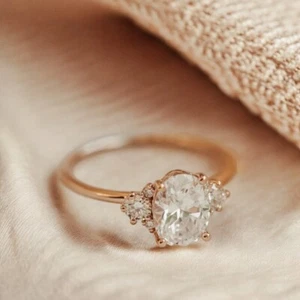 Oval Cut Diamond Engagement Ring 18k Rose Gold 1.60 Carat IGI GIA Lab Grown - Picture 1 of 8