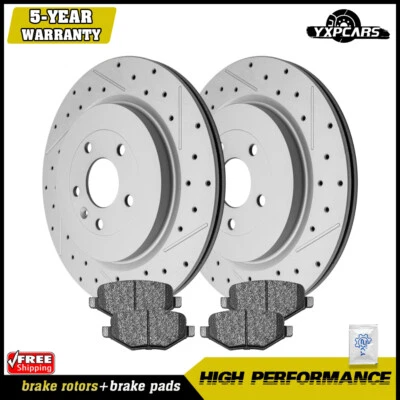 Rotores de freno traseros perforados + pastillas de cerámica para 2013 2014 2015 2016 Lincoln MKT Foto 1 de 4