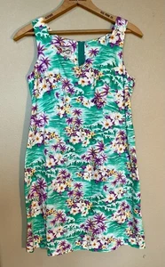 Vestido Hawaiano Hilo Hattie Vintage Hibisco Palma Algodón Surf Mujer Luau Talla 8 - Imagen 1 de 9