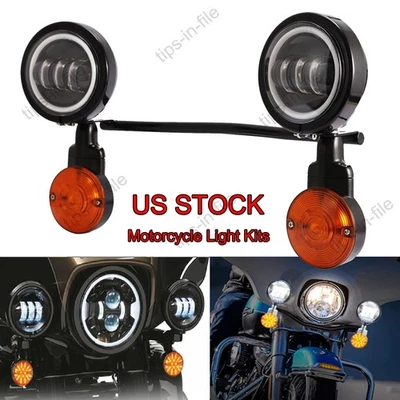 Kit de barra de luz de punto de conducción lámpara de señal de giro de paso negra para motocicleta Harley Foto 1 de 4