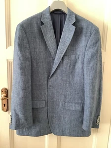 Lord & Taylor Ralph Lauren Italy Blue Gingham Check Pure Linen Blazer Jacket 42R - Picture 1 of 13